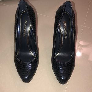 Blue Snakeskin Patent Heels